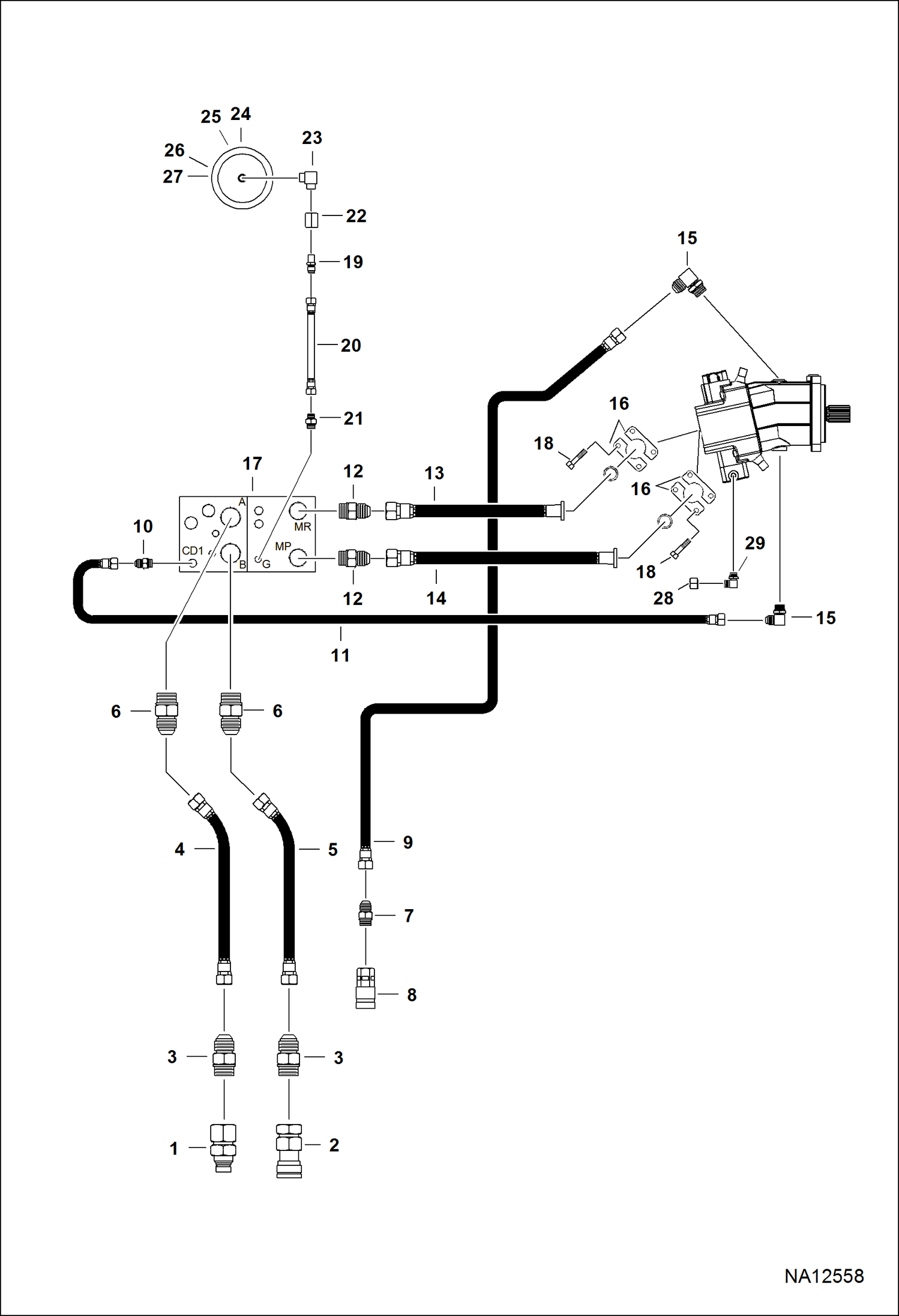 КУСТОРЕЗ (СХЕМА ГИДРАВЛИЧЕСКОЙ СИСТЕМЫ) (FRC50 ATSY00127 И ВЫШЕ)