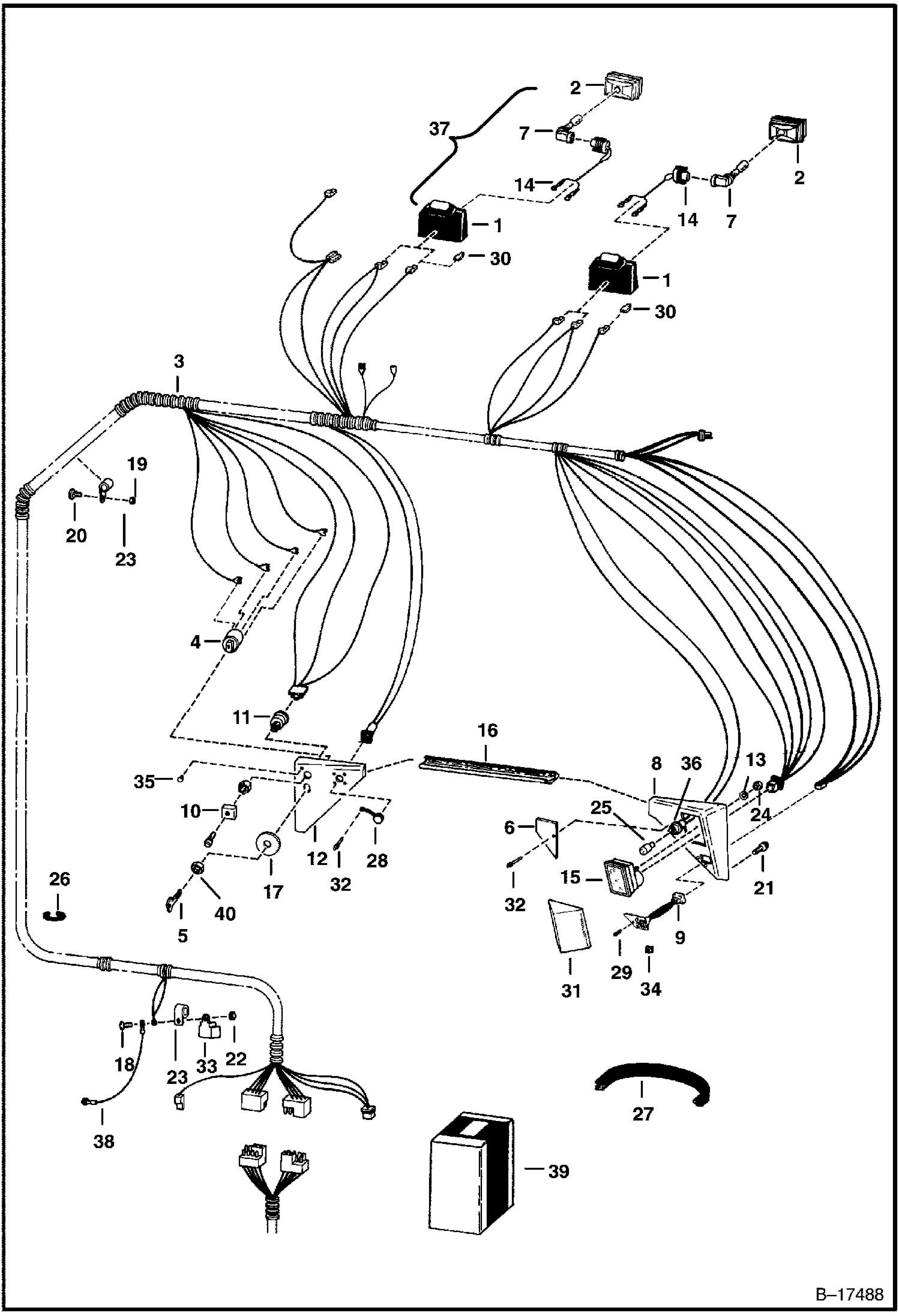 ЭЛЕКТРОСХЕМА КАБИНЫ (СЕРИЙНЫЙ НОМЕР 5086 11078 И ВЫШЕ)