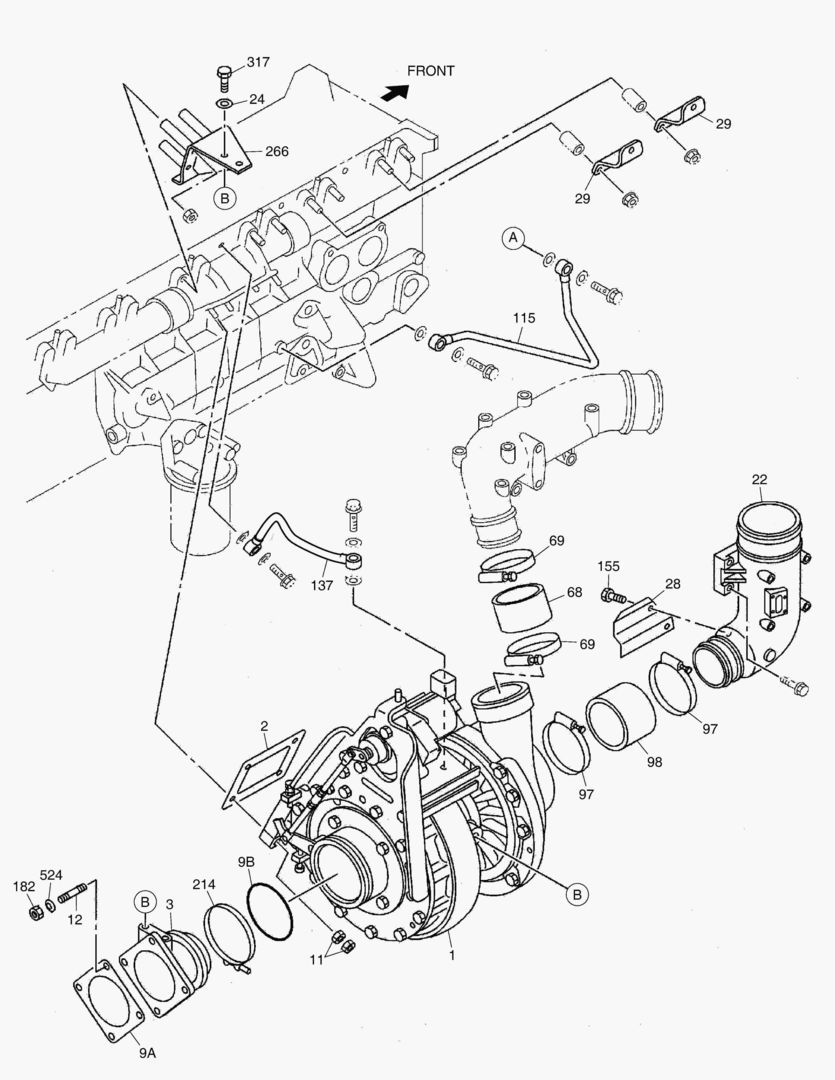 036 TURBO CHARGER & OIL PIPE