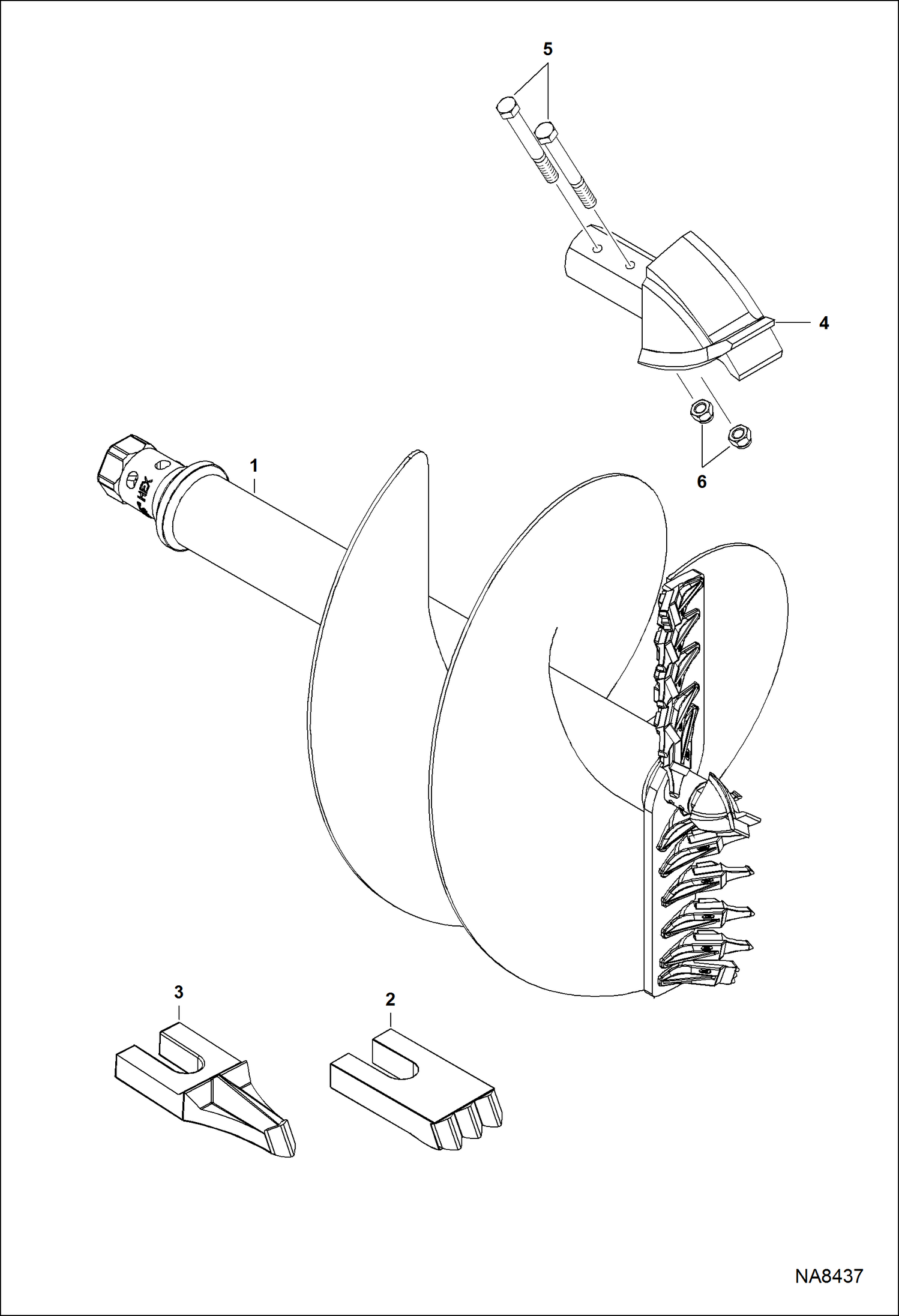 БУР ГИДРАВЛИЧЕСКИЙ (36-- ОСОБО ПРОЧНЫЕ РЕЖУЩИЕ ПЛАСТИНЫ ШНЕКОВОГО БУРА) (35PH AZLA) (50PH B2KY)