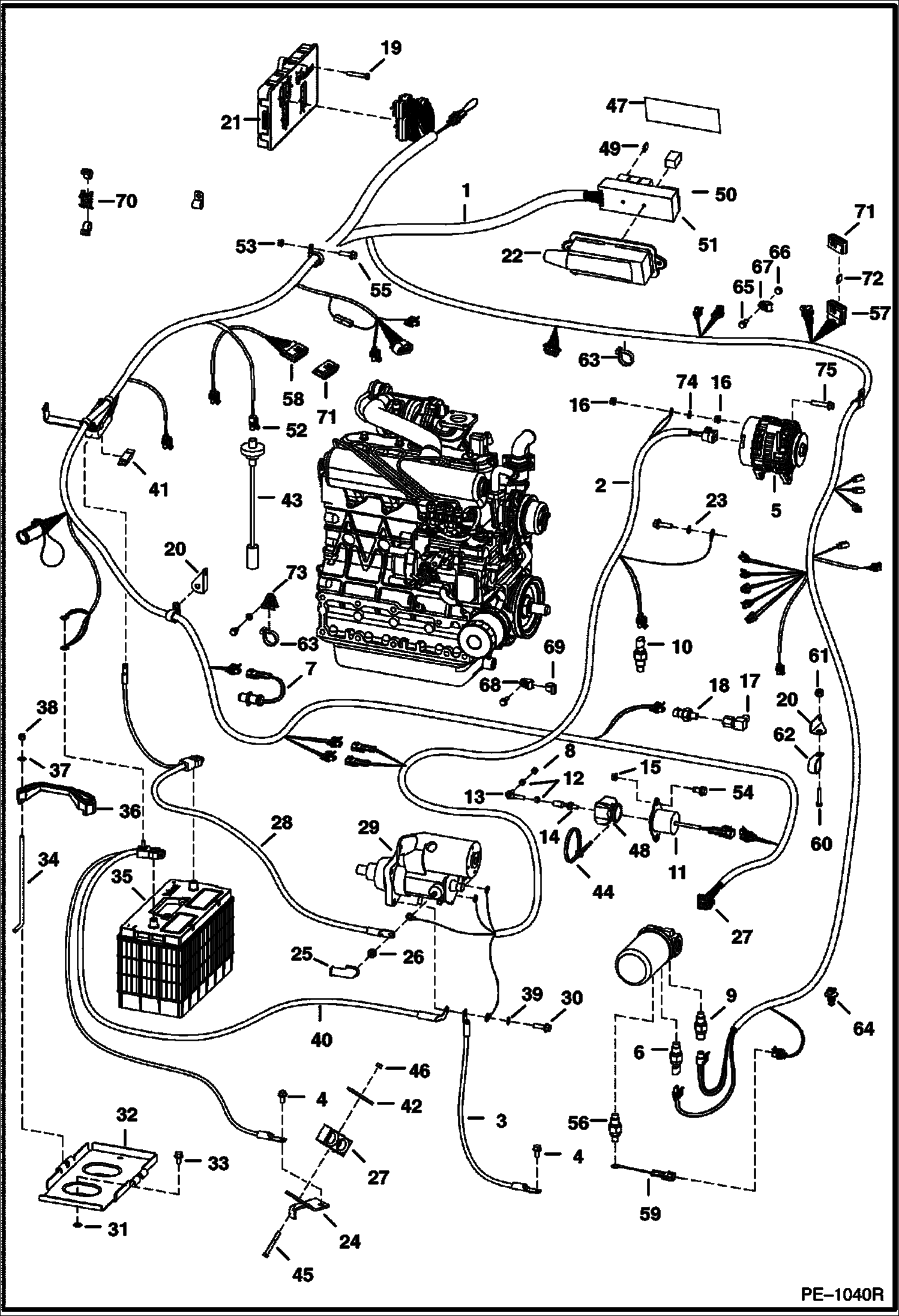 ЭЛЕКТРОСХЕМА ДВИГАТЕЛЯ (5193 11001 И ВЫШЕ, 5194 11001 И ВЫШЕ)