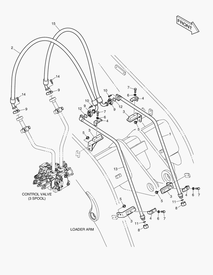 ГИДРОСИСТЕМА РУКОЯТИ ПОГРУЗЧИКА - 3 КАТУШКИ(ДЛИННЫЙ)