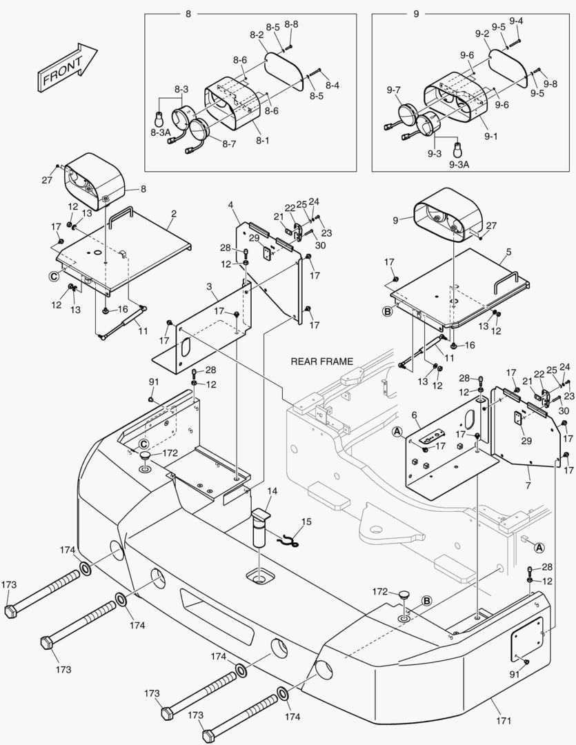 1630 COUNTER WEIGHT & REAR LAMP