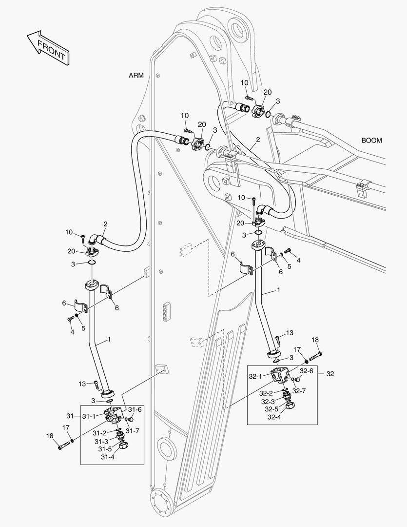 Схема 6310 ARM PIPING - ONE & TWO WAY (ARM 3.35m)