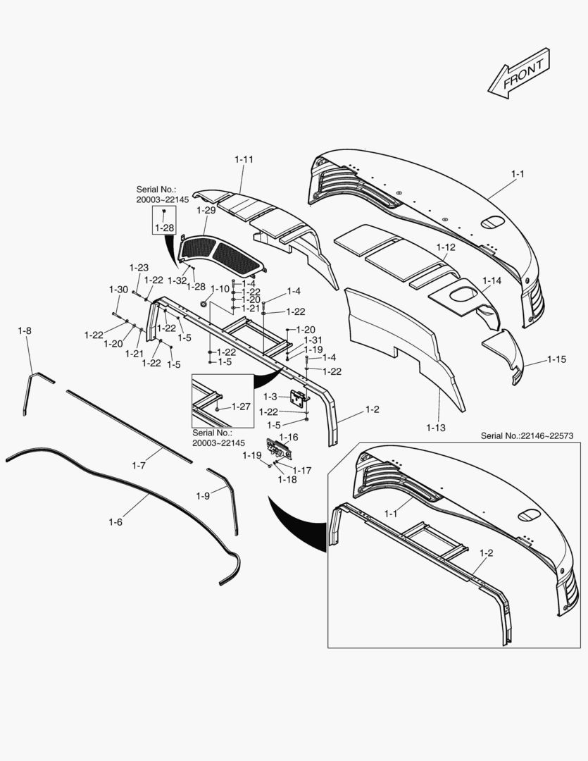 1450 UPPER COVER ASS`Y- BONNET
