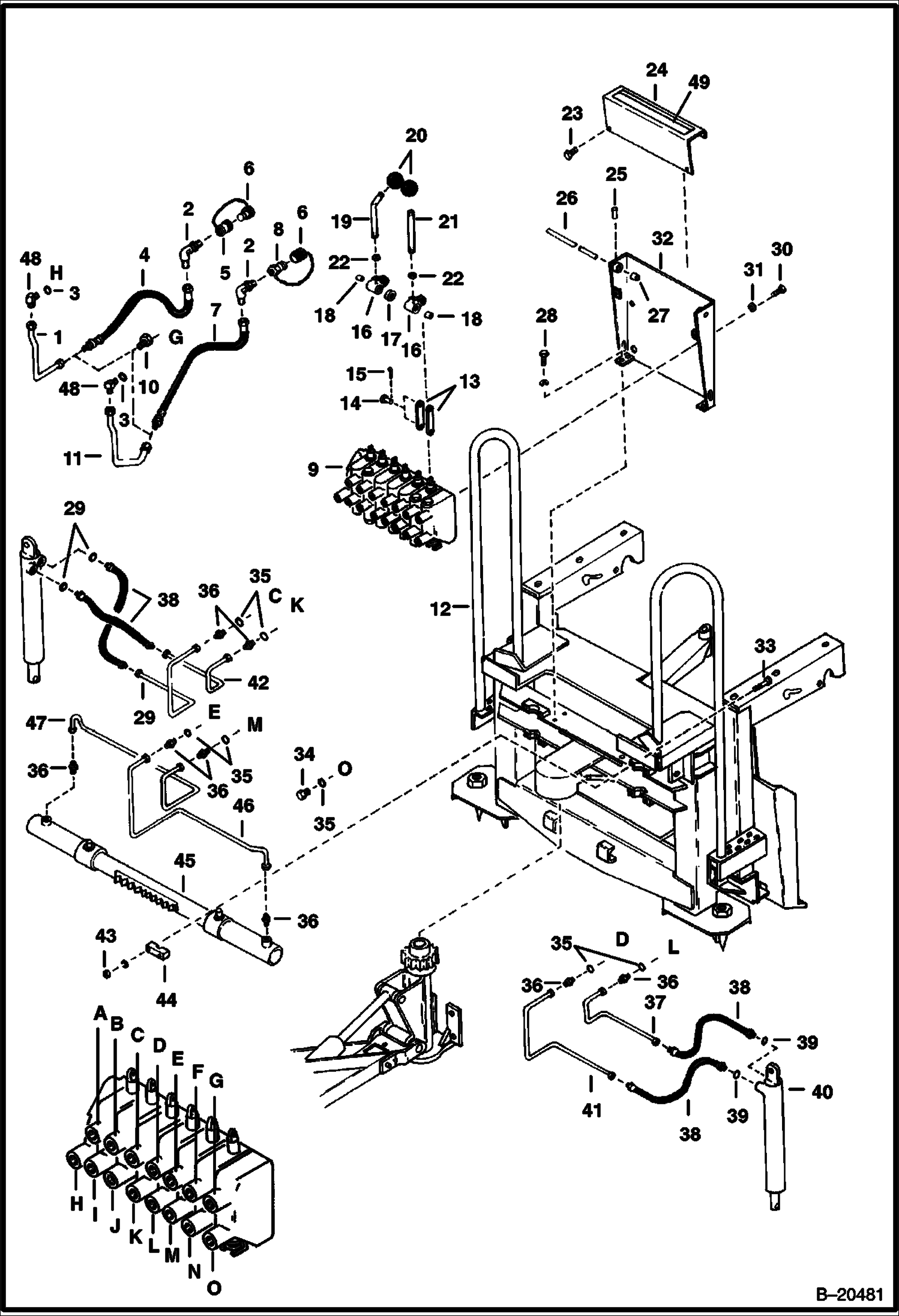ЭКСКАВАТОР-ПОГРУЗЧИК (ГИДРАВЛИКА ОСНОВНОЙ РАМЫ) (908B)