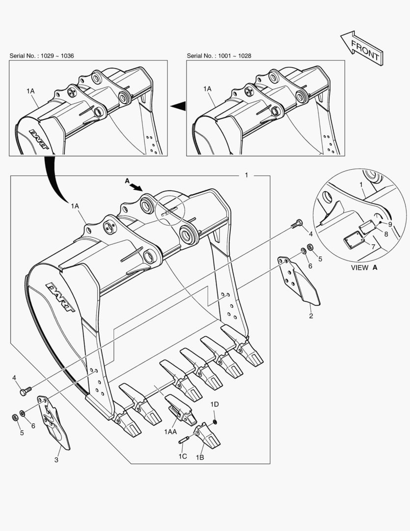 6950 BUCKET ASS`Y - 1.49mВі(63`) - SIDE PIN