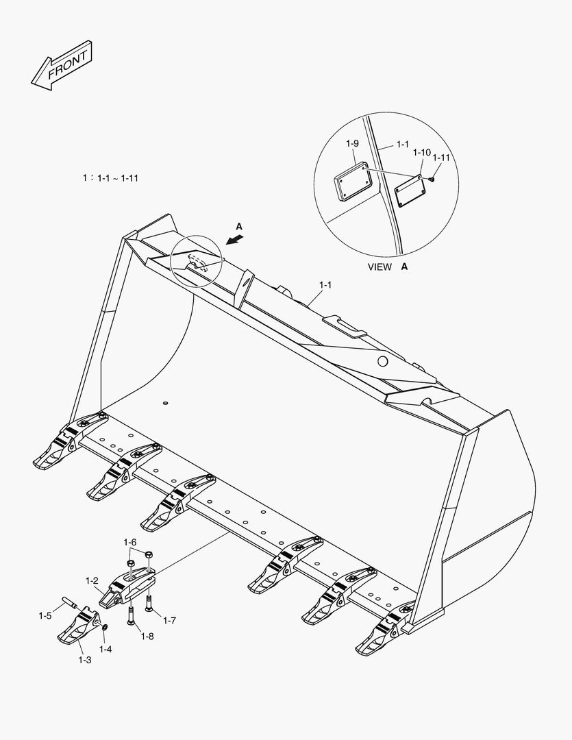 5150 BUCKET ASSY;3.0M3 BOT 2920MM