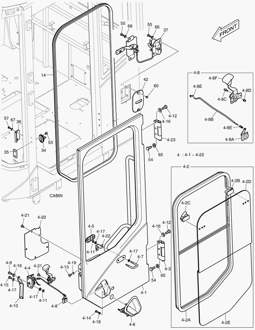 Схема 1370 CABIN(4) - DOOR ASS`Y(L.H)