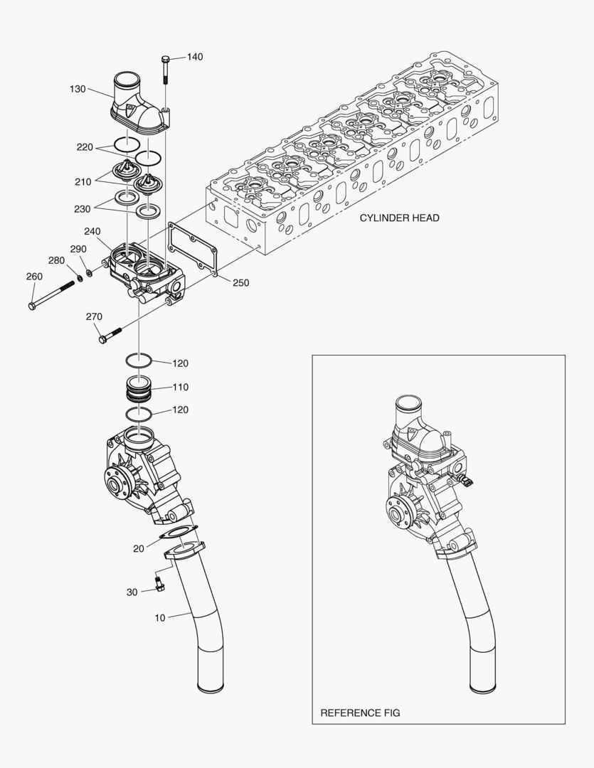 013 COOLING WATER PIPE & THERMOSTAT