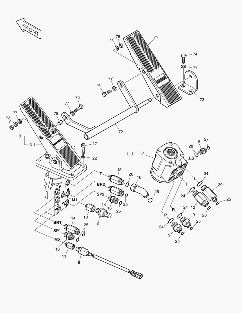 1250 BRAKE PEDAL VALVE & STEER UNIT