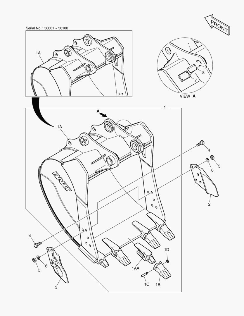 6350 BUCKET ASS`Y - 1.07mВі(48`) - SIDE PIN