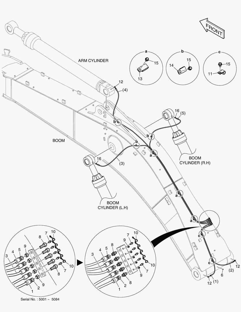 6175 LUBRICATION PIPING - BOOM 7.7m(WITHOUT AGS)