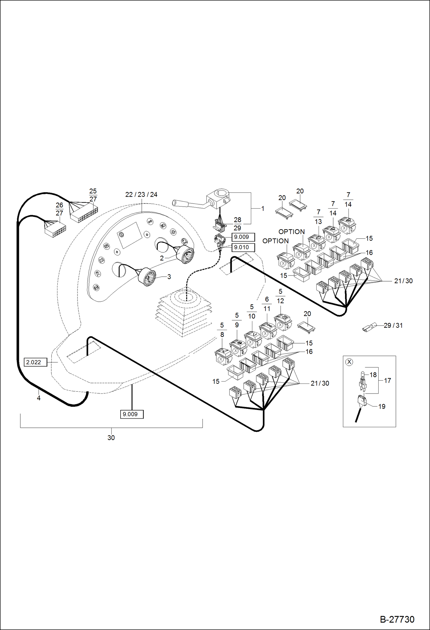 Схема ЭЛЕКТРИЧЕСКАЯ УСТАНОВКА - ПРИБОРНАЯ ПАНЕЛЬ