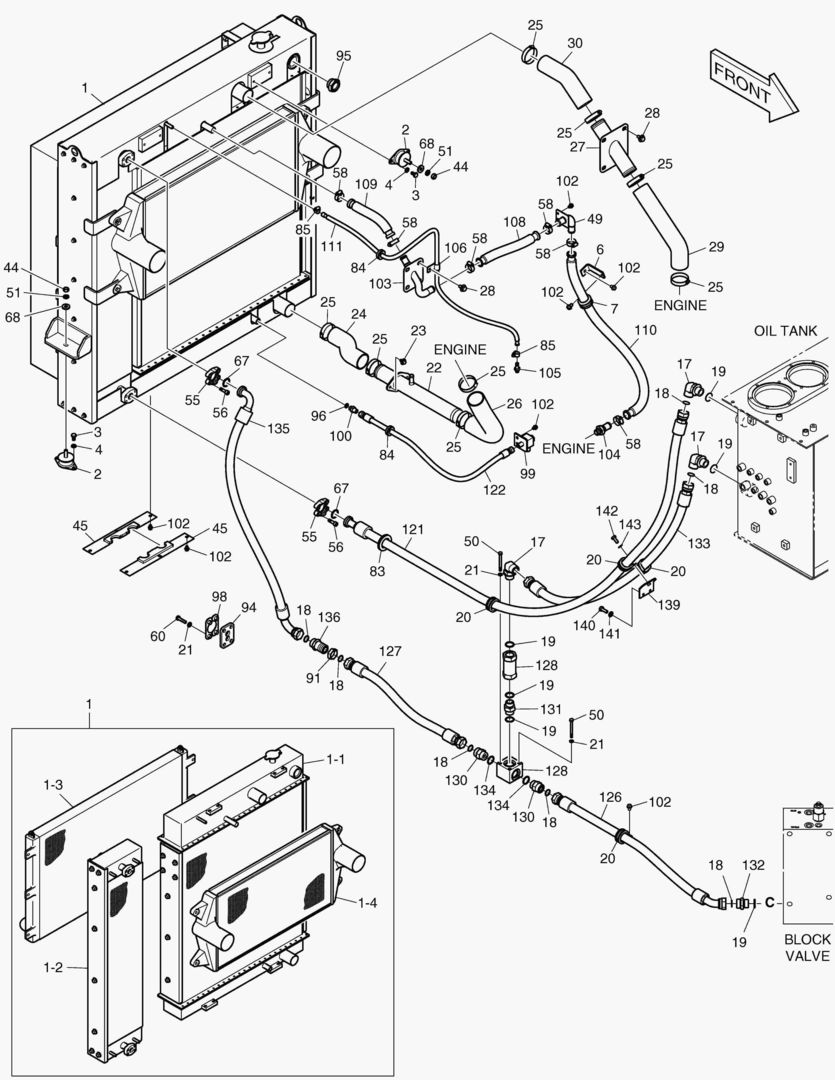 1300 OIL COOLER PIPING(1) [5001~5028]