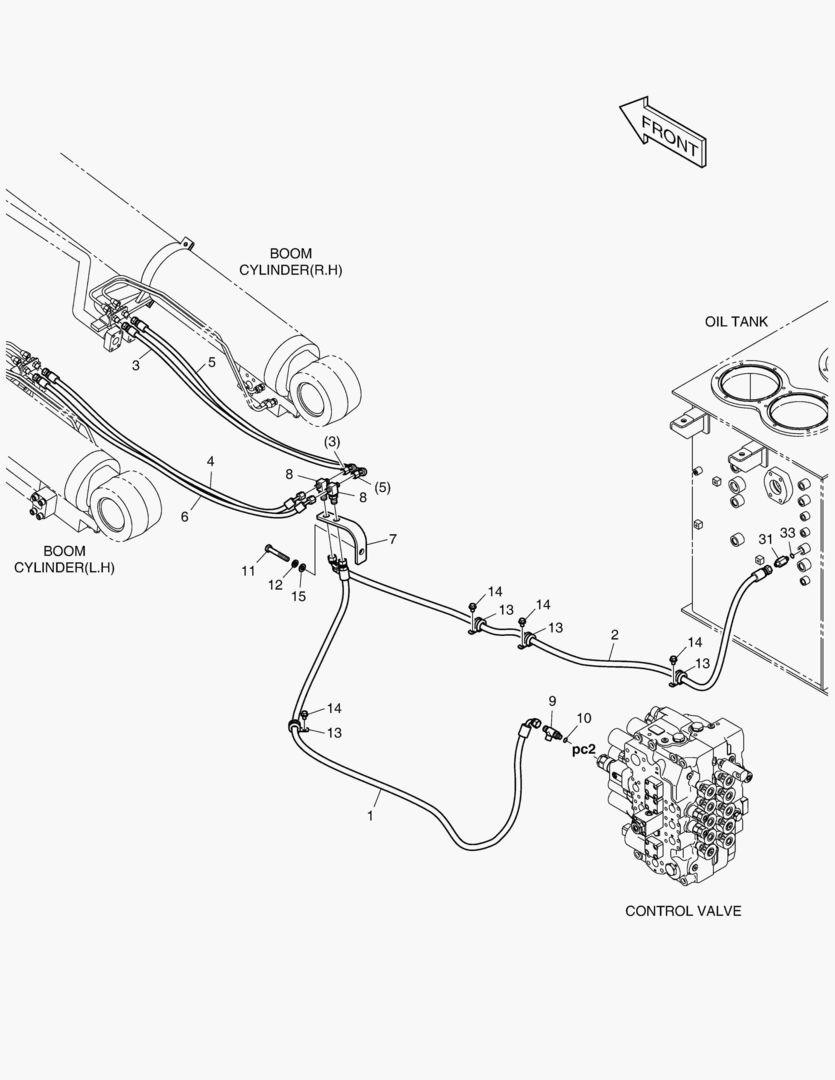 ТРУБОПРОВОД СЕРВОУПРАВЛЕНИЯ - ГИДРОЗАМОК СТРЕЛЫ