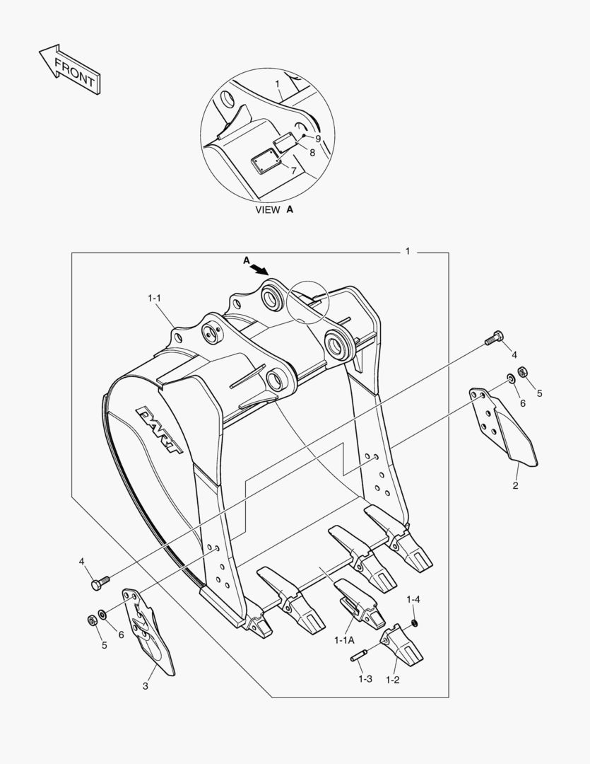 6840 BUCKET ASS`Y - 1.07mВі(48`) - SIDE PIN [1001~1703]