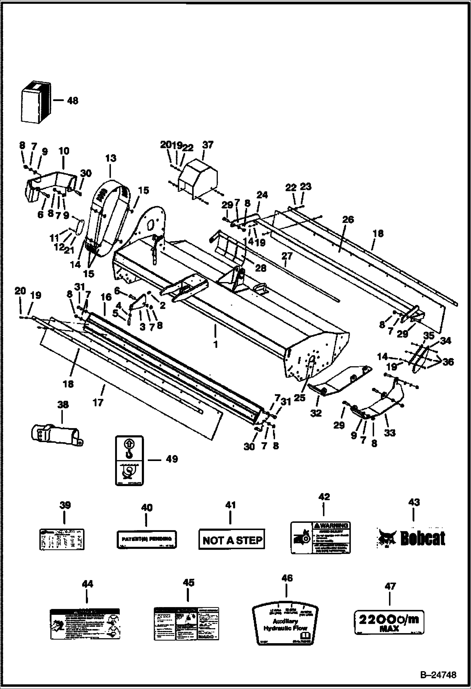 ТРИММЕР (УНИЧТОЖИТЕЛЬ РАСТИТЕЛЬНОСТИ) (РАМА ШАССИ И ПРЕДУПРЕЖДАЮЩИЕ ТАБЛИЧКИ) (FC175 4675) (FC200 4673)
