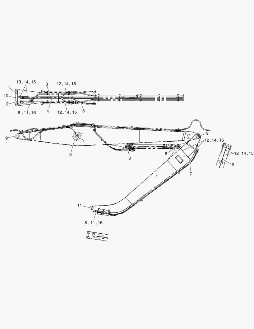 Схема 3140 LUBRICATION PIPING - BOOM+ARM