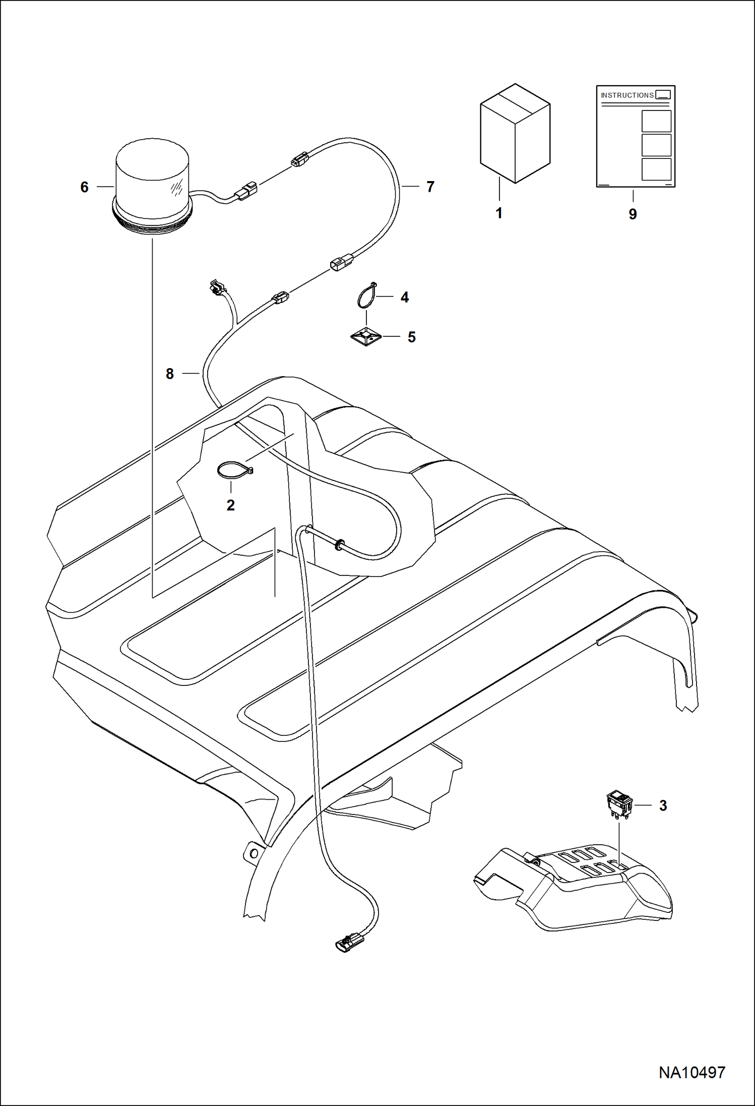 Схема КОМПЛЕКТ СТРОБОСКОПОВ (КРЫША НАД СИДЕНЬЕМ ВОДИТЕЛЯ)