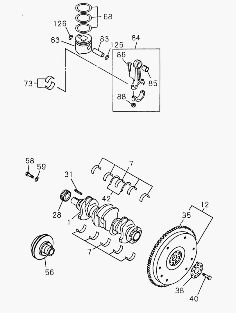 350 CRANK SHAFT PISTON & FLYWHEEL [1257~]