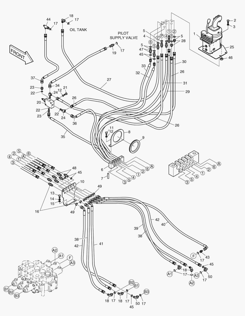 ТРУБОПРОВОД СЕРВОУПРАВЛЕНИЯ-РЫЧАГ ПЕРЕДАЧИ(3 КАТУШКИ)