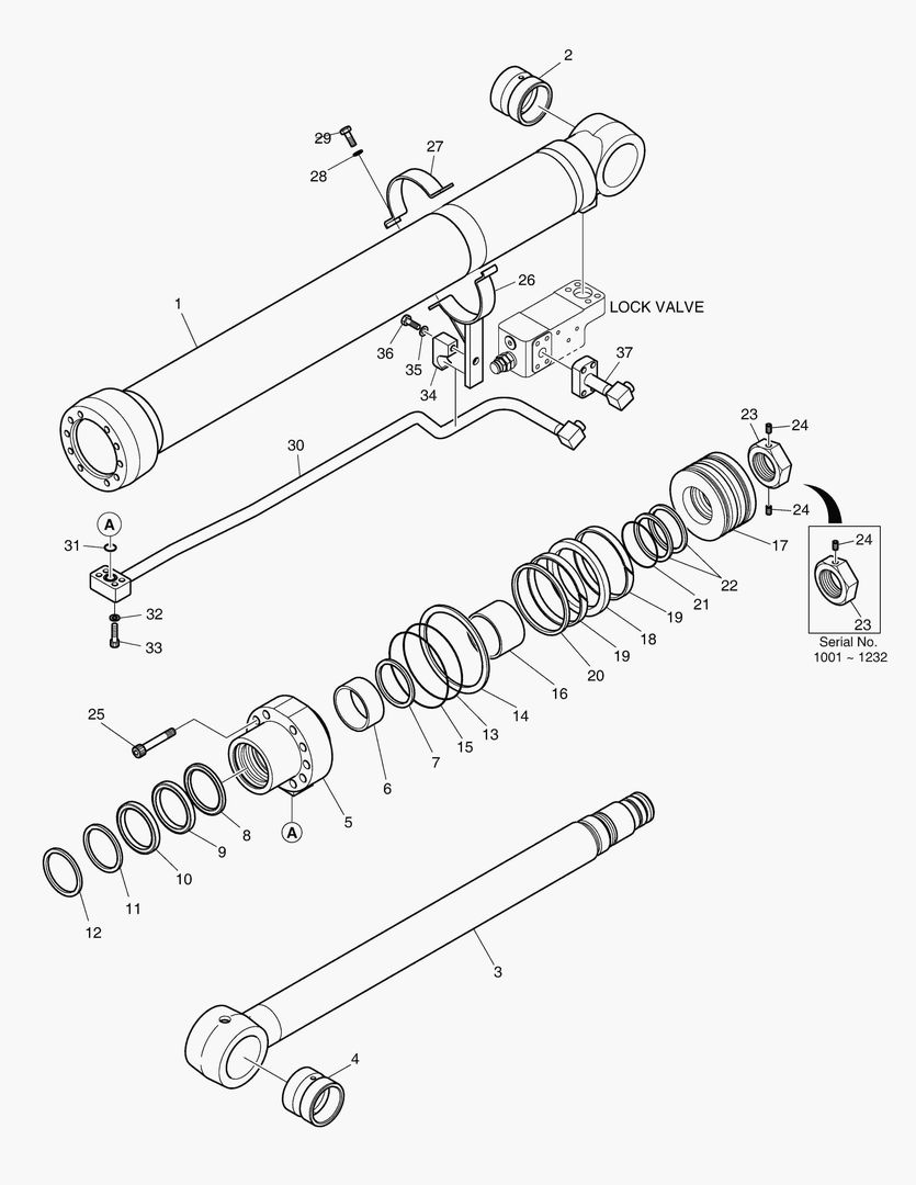 ЦИЛИНДР СТРЕЛЫ - ПРАВОСТОРОННИЙ (ГИДРОЗАМОК) ШАРНИРНЫЙ