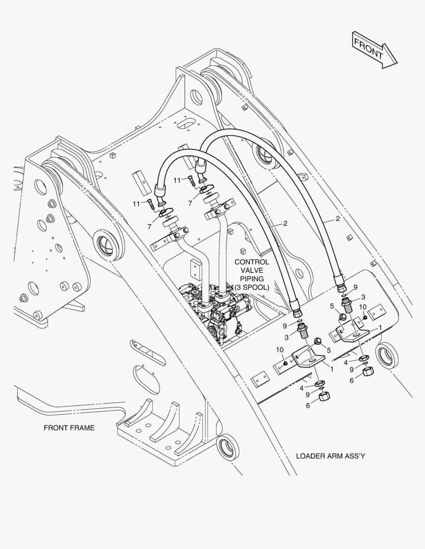 ГИДРОСИСТЕМА РУКОЯТИ ПОГРУЗЧИКА - 3 КАТУШКИ