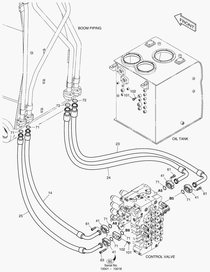 1300 MAIN PIPING(3) - ARM & BUCKET