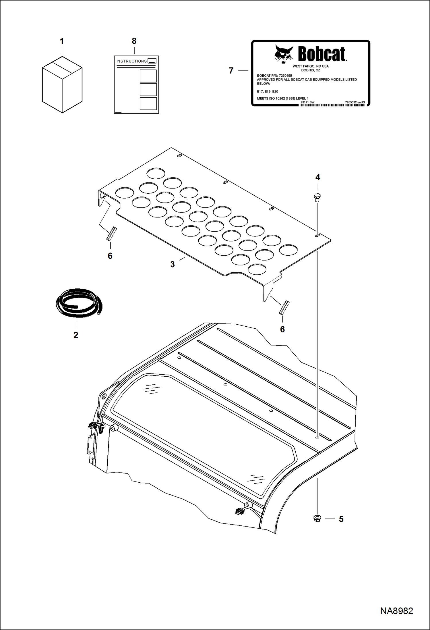 Схема КОМПЛЕКТ ДЛЯ ОСОБОГО ПРИМЕНЕНИЯ (ВЕРХНЯЯ ЧАСТЬ КАБИНЫ)