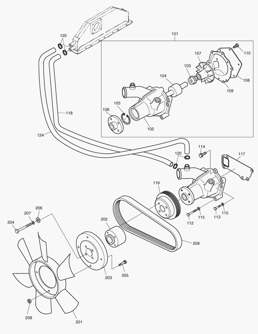 012 WATER PUMP & COOLING FAN