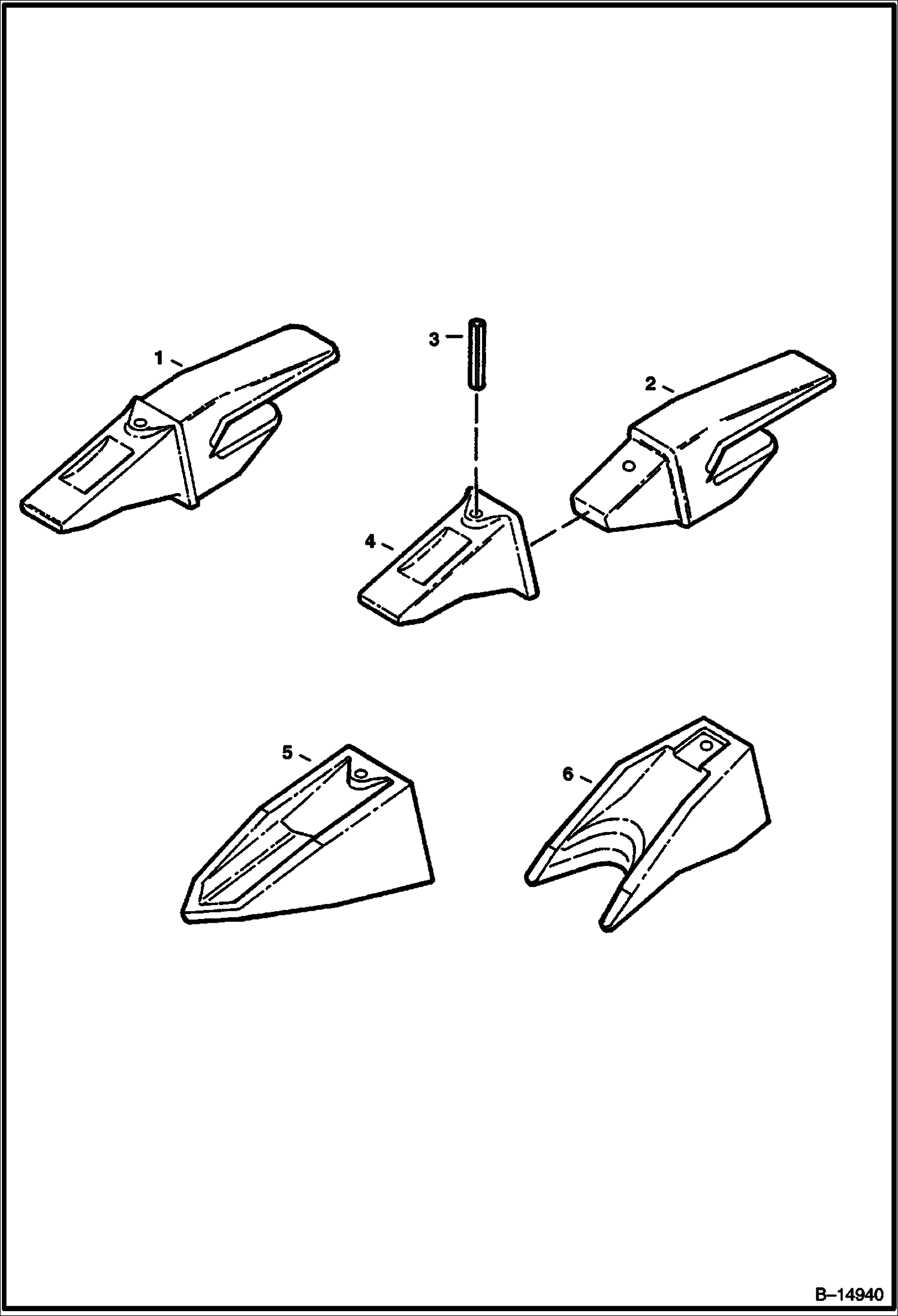 ЗУБЬЯ КОВША (ЗАМЕНА ТОЛЬКО В ПРОЦЕССЕ ОБСЛУЖИВАНИЯ)