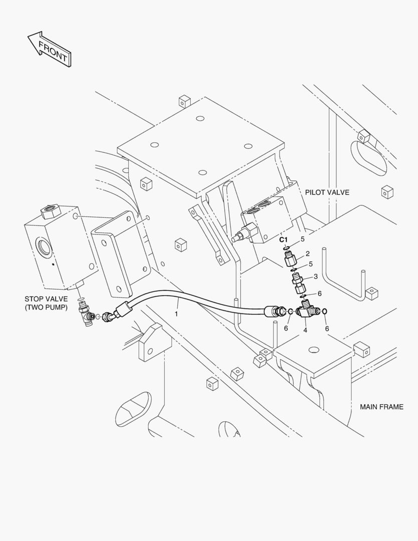 ТРУБОПРОВОД СЕРВОУПРАВЛЕНИЯ - 2 НАСОСА(ШАРНИРНАЯ СТРЕЛА)