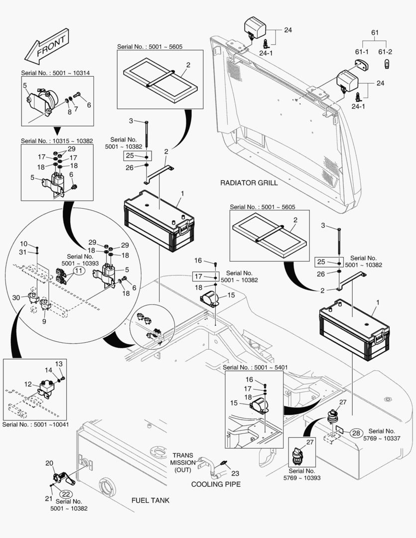 Спецтехника 1460 ELECTRIC PARTS(1) - BATTERY & REAR LAMP