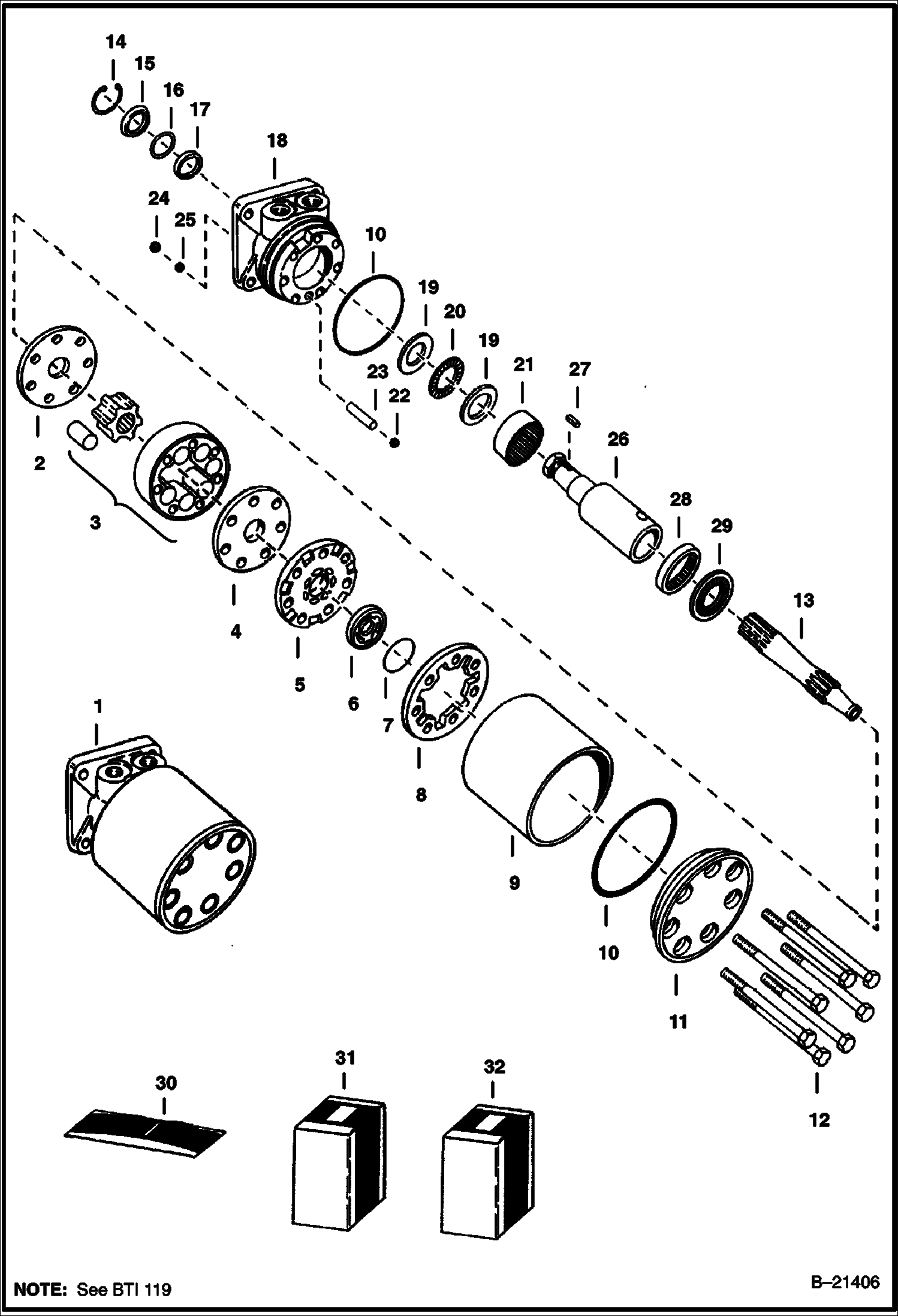 Схема ГИДРОСТАТИЧЕСКИЙ ДВИГАТЕЛЬ MAE 24012, MAE 24021 И MAE 24024 СЕРИЙНЫЙ НОМЕР 12999 И НИЖЕ