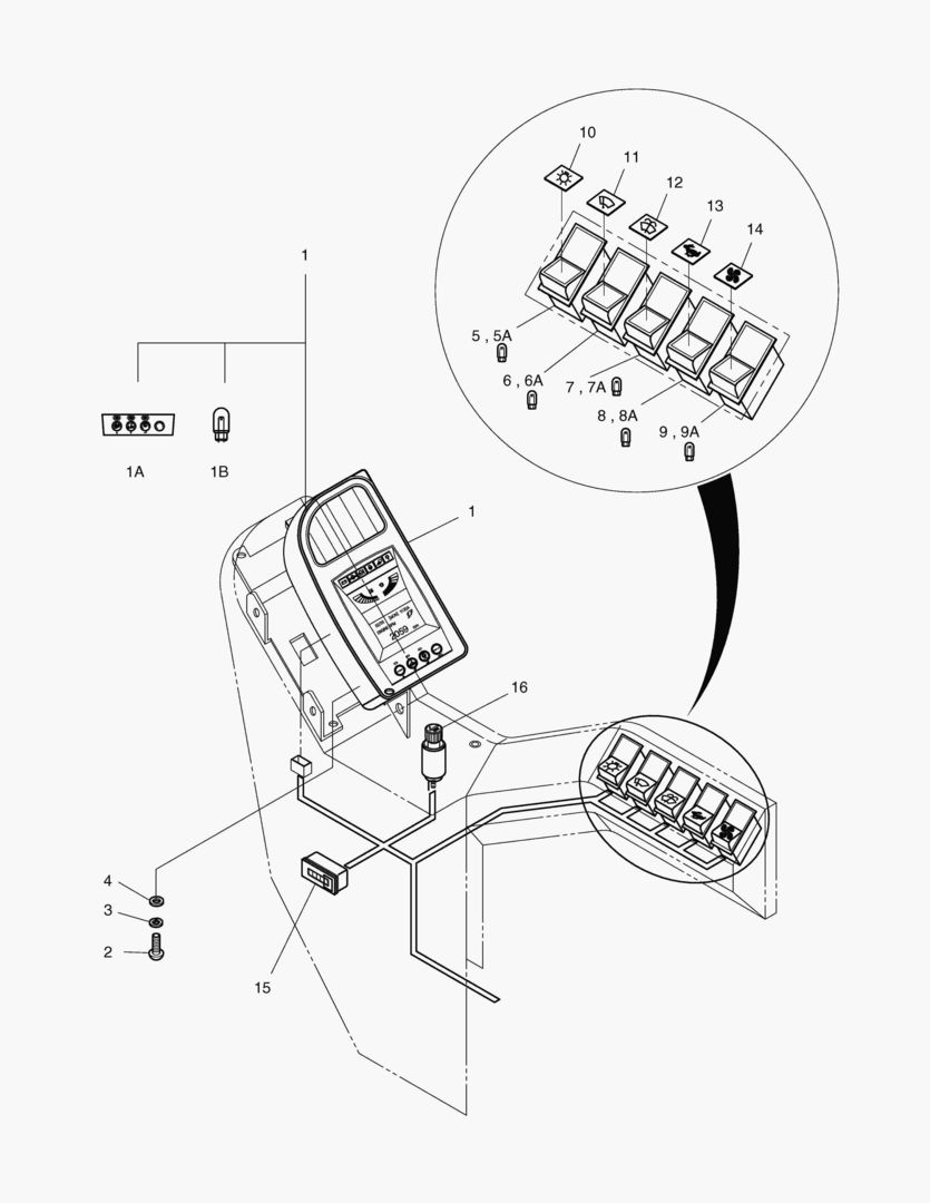 1640 ELECTRIC PARTS(1)-GAUGE & SWITCH PANEL