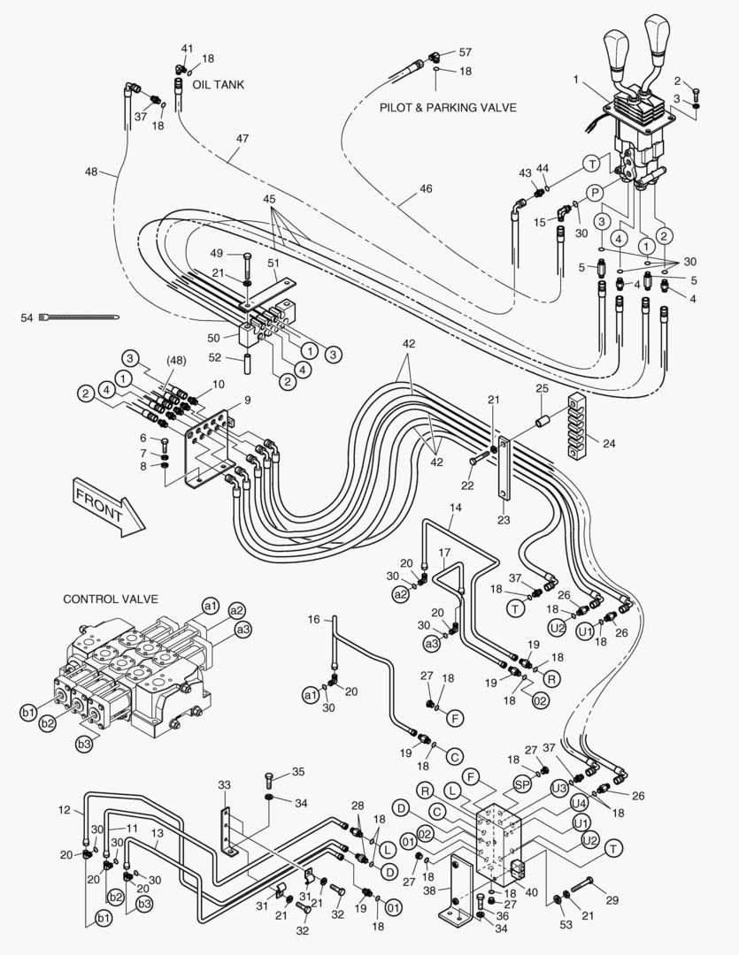ТРУБОПРОВОД СЕРВОУПРАВЛЕНИЯ(2 РЫЧАГА-3 КАТУШКИ)