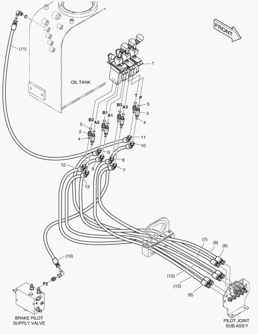 ТРУБОПРОВОД СЕРВОУПРАВЛЕНИЯ - ПАЛЕЦ (3 ИЛИ 4 КАТУШКИ)
