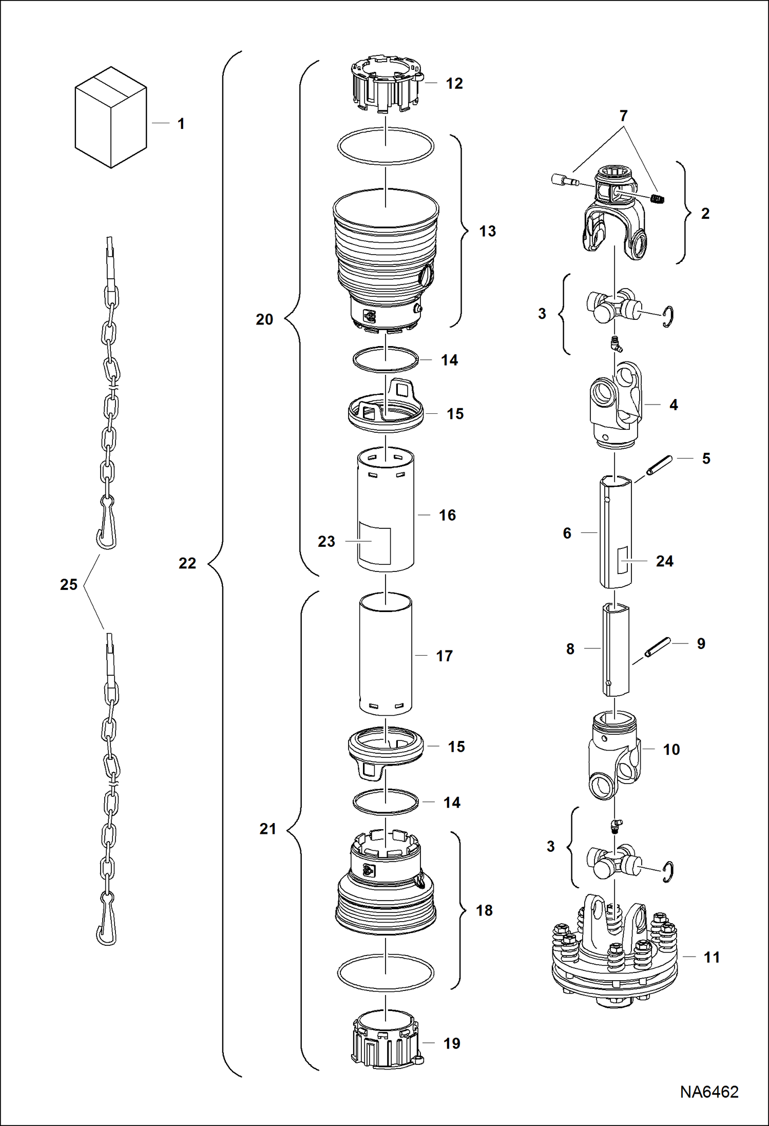 РУКОЯТКА УПРАВЛЕНИЯ (ВАЛ ОТБОРА МОЩНОСТИ) (48-- AWZK) (60-- AWZJ) (72-- AWZL)