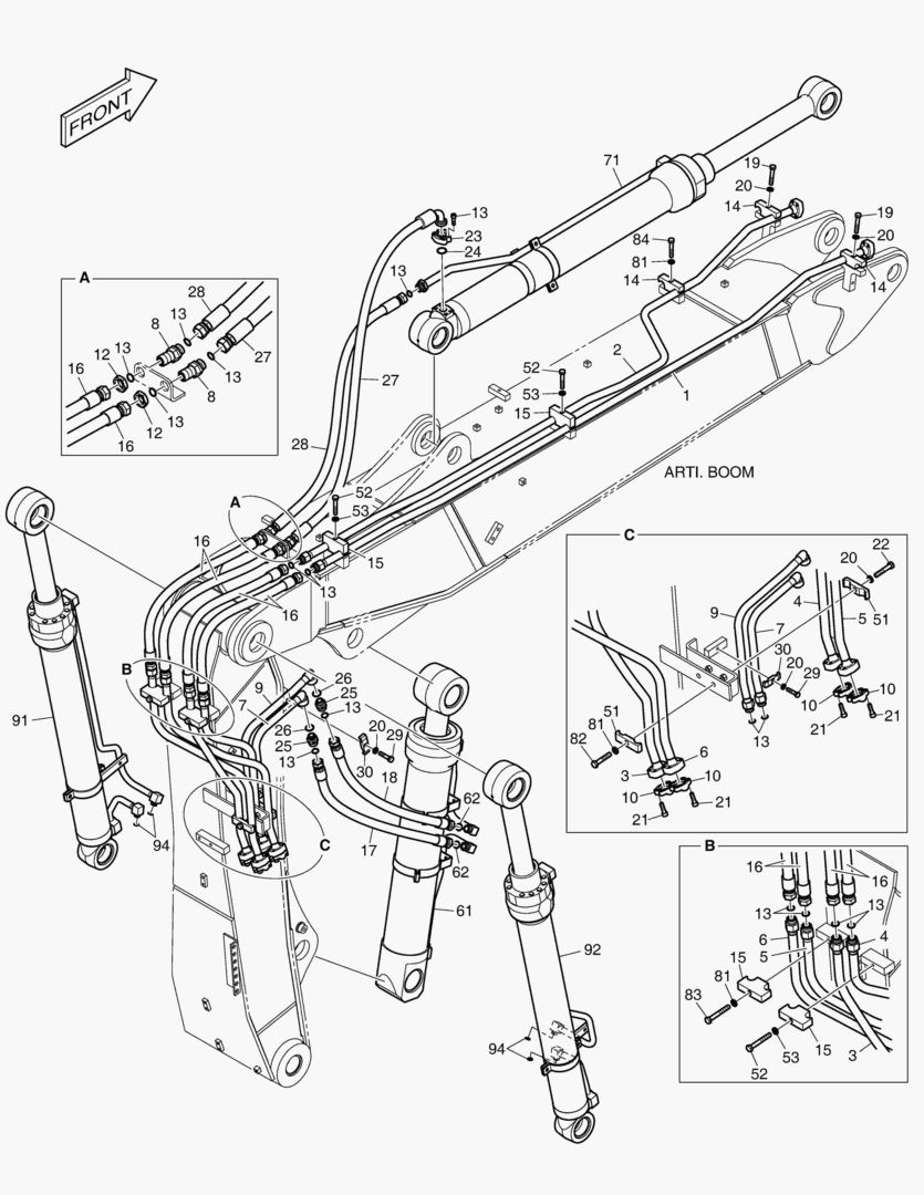 ТРУБОПРОВОД СТРЕЛЫ С ИЗМЕНЯЕМОЙ ГЕОМЕТРИЕЙ
