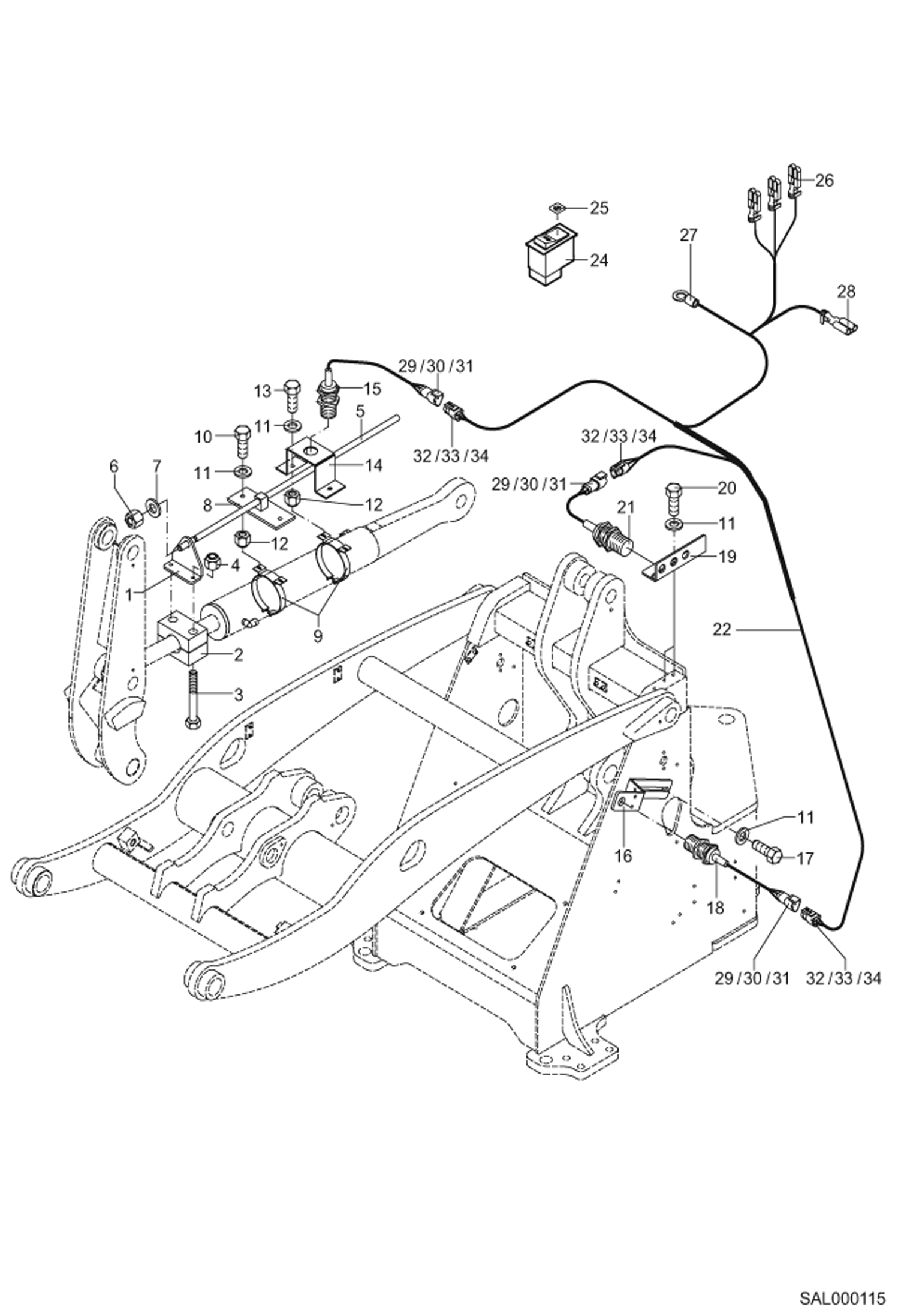 УСТРОЙСТВО ДЛЯ ВОЗВРАТА КОВША В ОБРАТНОЕ ПОЛОЖЕНИЕ С ОГРАНИЧИТЕЛЕМ ПО ВЫСОТЕ ПОДЪЕМА