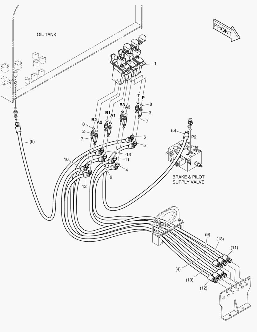 ТРУБОПРОВОД СЕРВОУПРАВЛЕНИЯ - ПАЛЕЦ + 3 КАТУШКИ