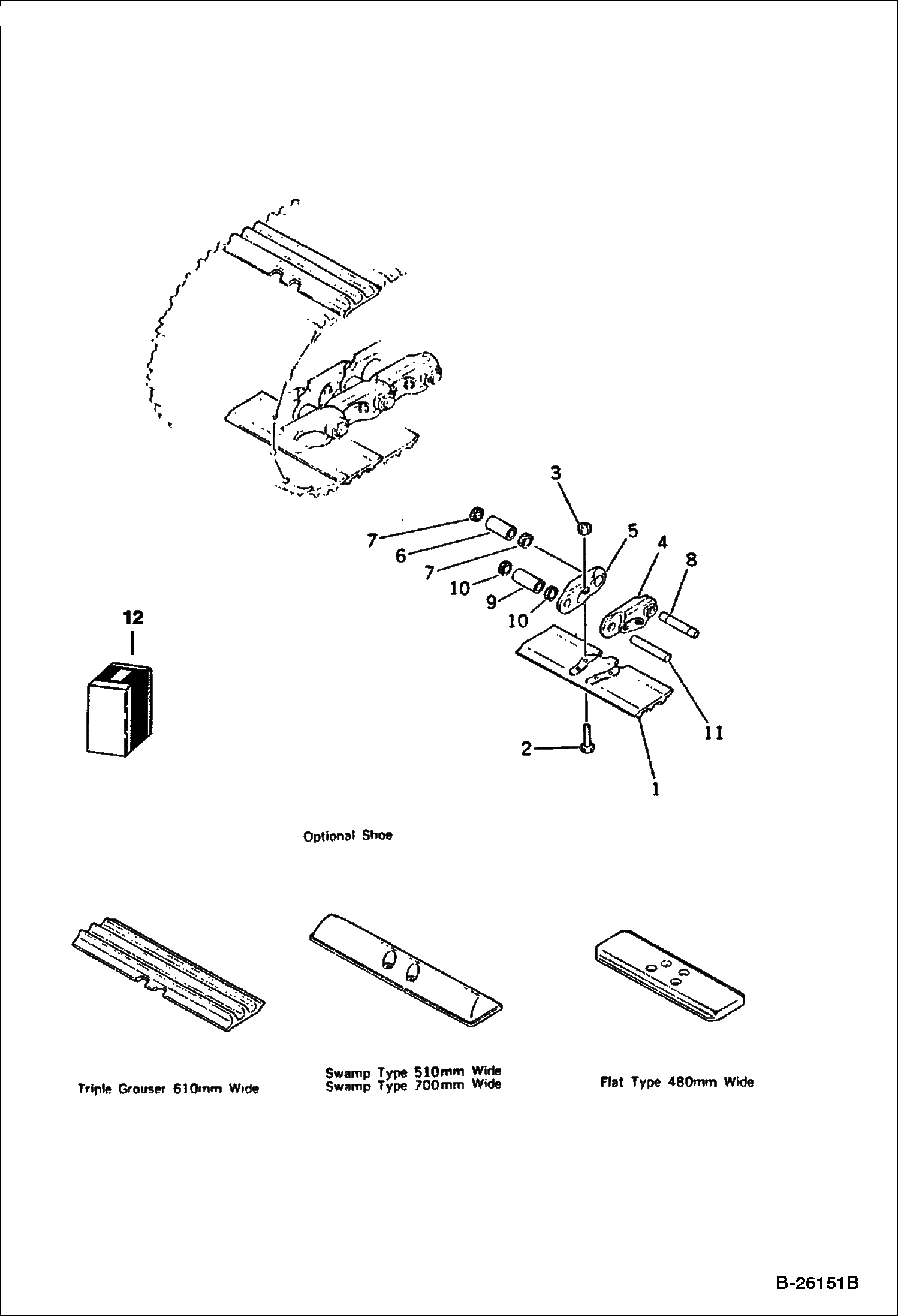 БАШМАК ГУСЕНИЦЫ ПЛОСКИЙ ТИП 480 ММ ШИРОКИЕ (PC60, PC60S)