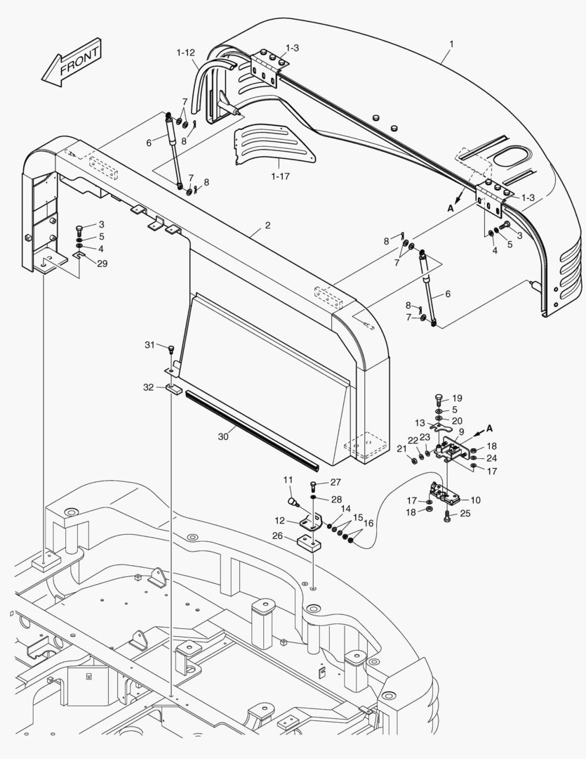 1410 BONNET & SUPPORT
