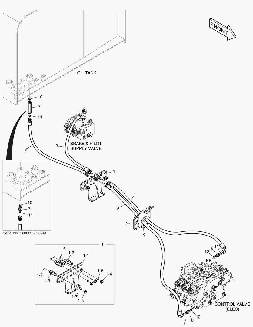 ТРУБОПРОВОД СЕРВОУПРАВЛЕНИЯ - 3 КАТУШКИ(ЭЛЕКТРИКА)